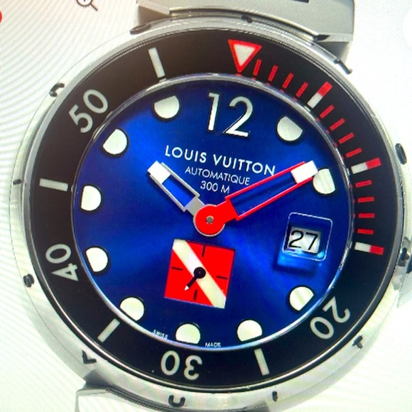 Louis Vuitton Tambourine Diving Date Q103F Automatic Stainless Steel Blue Dial - Picture 1 of 4